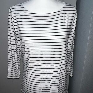 a new day Black and White Striped Long Sleeve Top